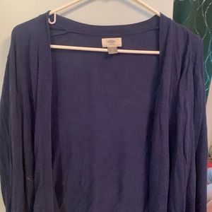 blue cardigan
